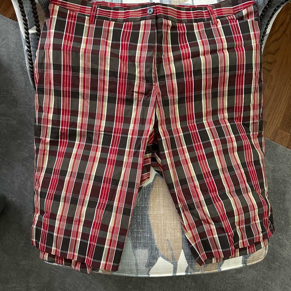 Jones New York Signature Red and Brown plaid walking shorts